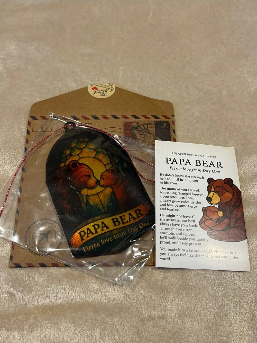 Papa Bear ornament, stained glass look